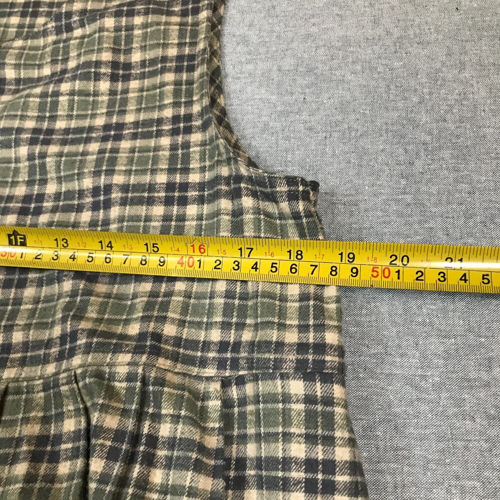 VTG Woolrich Women's XL Pinafore Dress Jumper Green Plaid Cotton Button Front D2 - Picture 8 of 9
